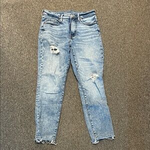 Old Navy Light Blue Distressed Straight Leg Jeans